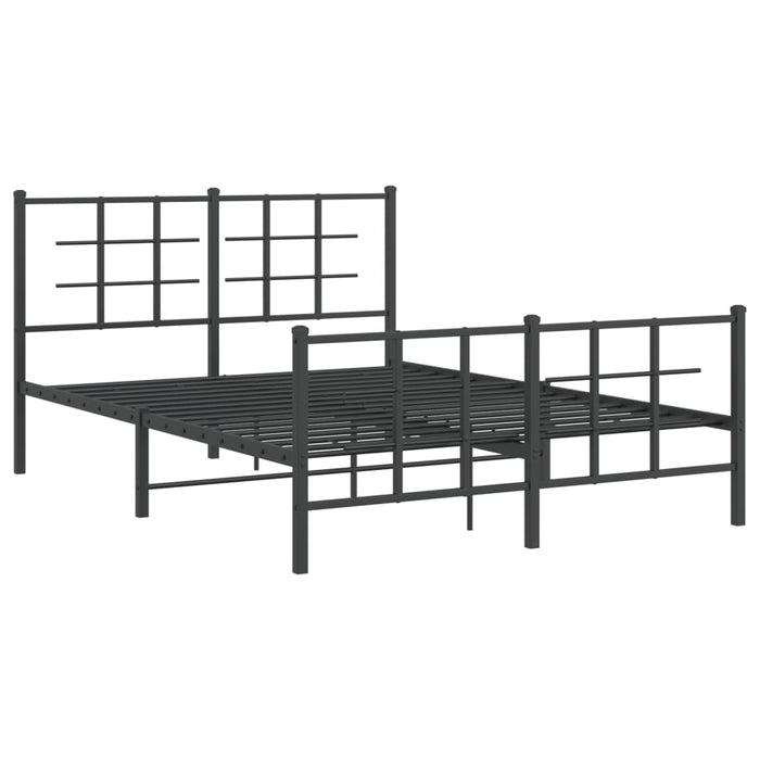 Cadru pat metalic cu tăblie de cap/picioare, negru, 135x190 cm - WALTI WALTI
