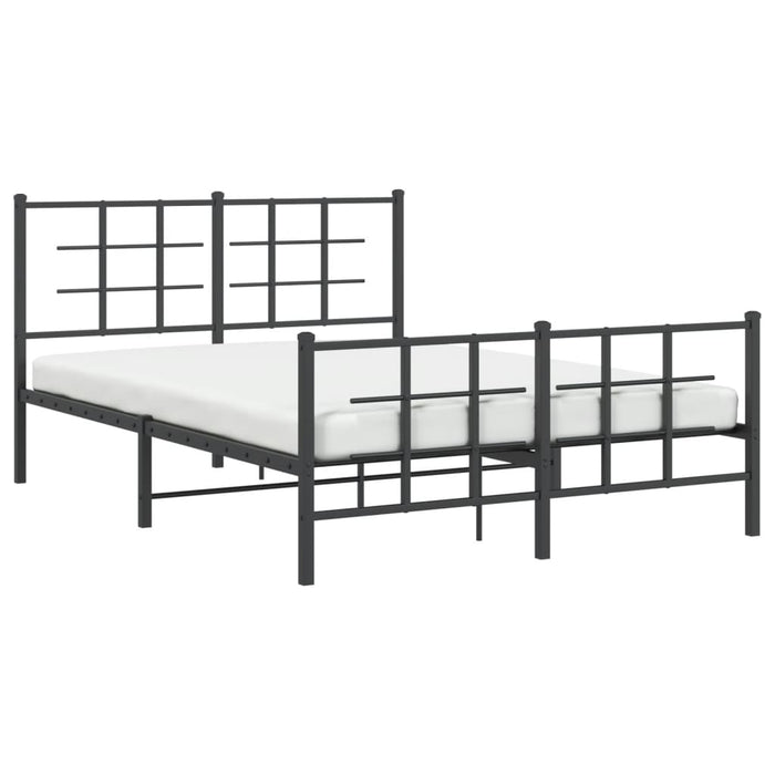 Cadru pat metalic cu tăblie de cap/picioare, negru, 135x190 cm - WALTI WALTI