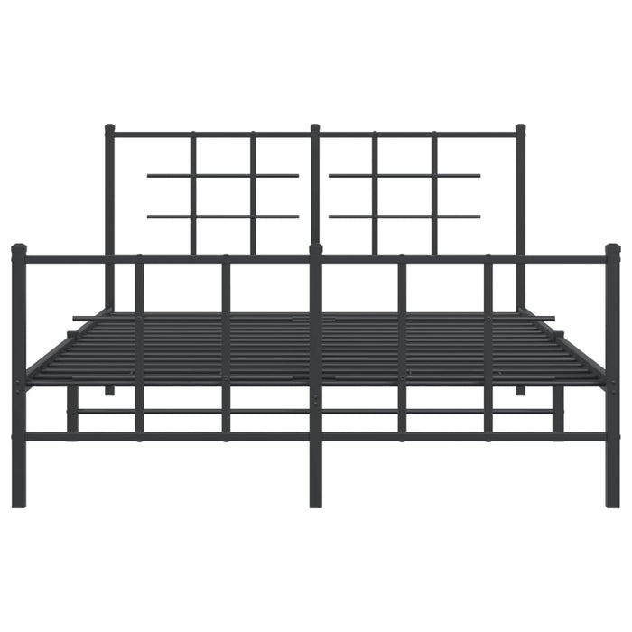 Cadru pat metalic cu tăblie de cap/picioare, negru, 135x190 cm - WALTI WALTI
