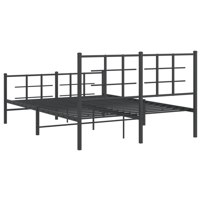 Cadru pat metalic cu tăblie de cap/picioare, negru, 135x190 cm - WALTI WALTI