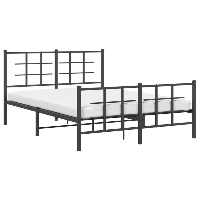 Cadru pat metalic cu tăblie de cap/picioare, negru, 140x190 cm - WALTI WALTI