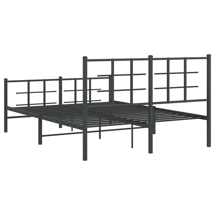 Cadru pat metalic cu tăblie de cap/picioare, negru, 140x190 cm - WALTI WALTI