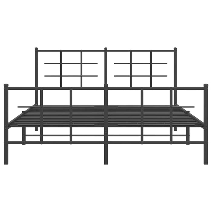 Cadru pat metalic cu tăblie de cap/picioare, negru, 150x200 cm - WALTI WALTI