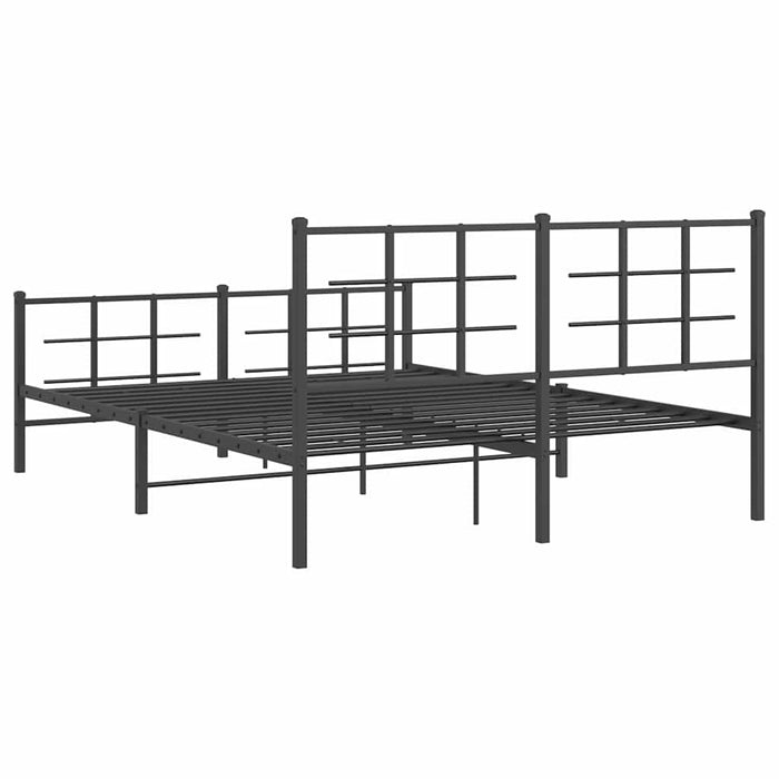 Cadru pat metalic cu tăblie de cap/picioare, negru, 150x200 cm - WALTI WALTI