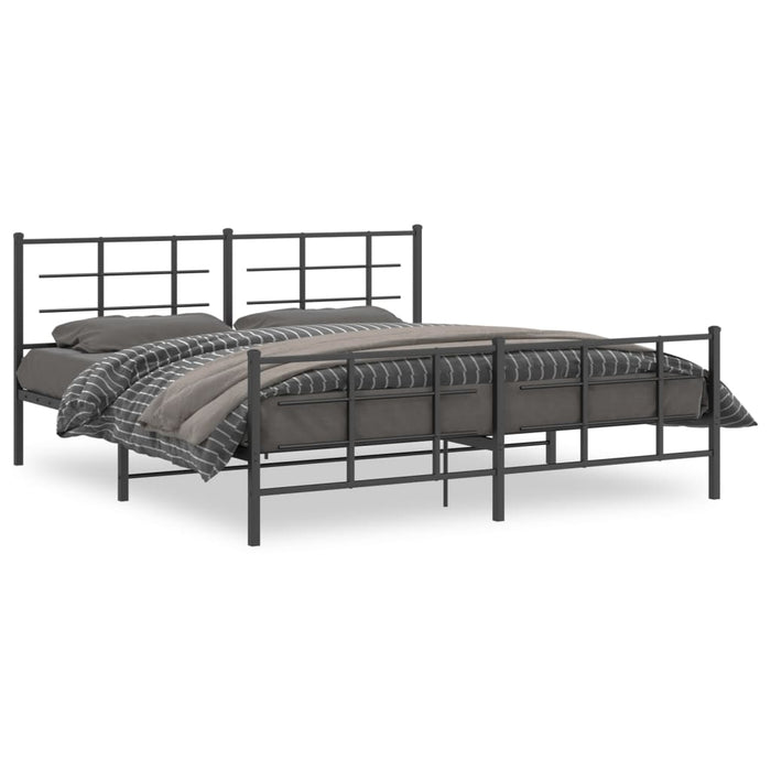 Cadru pat metalic cu tăblii de cap/picioare, negru, 183x213 cm - WALTI WALTI