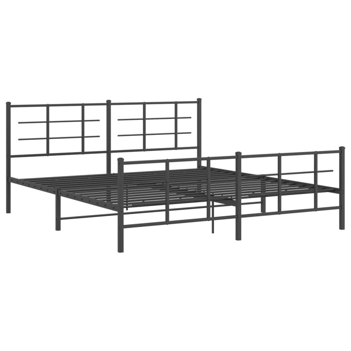 Cadru pat metalic cu tăblii de cap/picioare, negru, 183x213 cm - WALTI WALTI