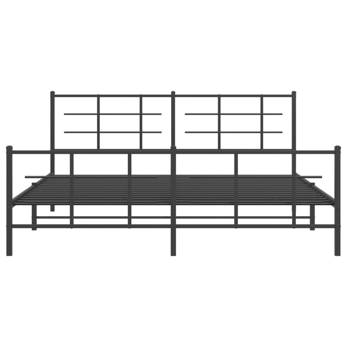 Cadru pat metalic cu tăblii de cap/picioare, negru, 183x213 cm - WALTI WALTI