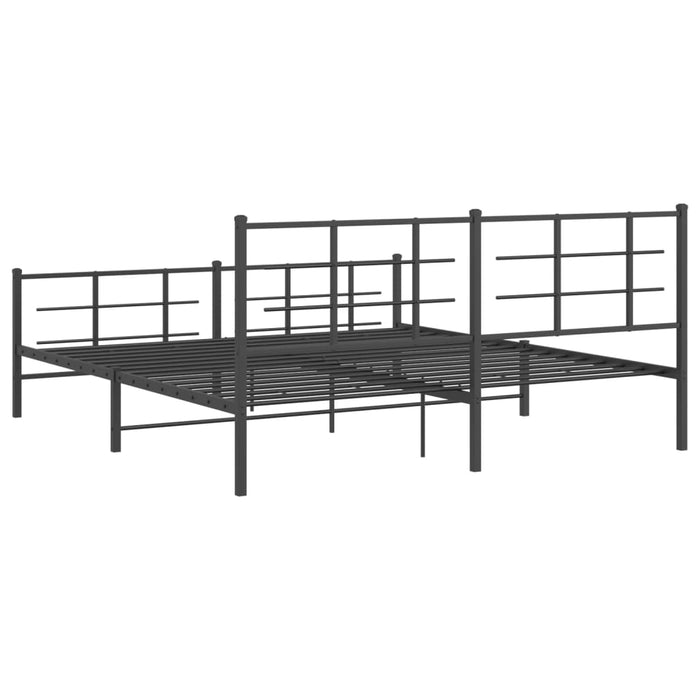 Cadru pat metalic cu tăblii de cap/picioare, negru, 183x213 cm - WALTI WALTI