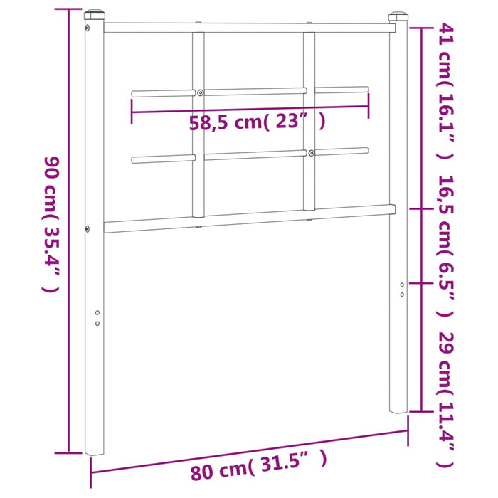 Tăblie de pat metalică, negru, 75 cm - WALTI WALTI