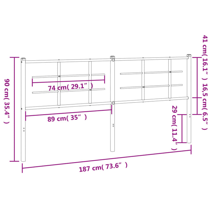 Tăblie de pat de schimb metalică, negru, 180 cm WALTI