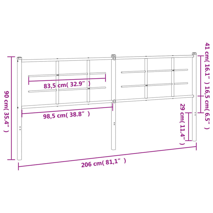 Tăblie de pat de schimb metalică, negru, 200 cm WALTI