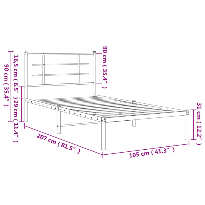 Cadru de pat din metal cu tăblie, alb, 100x200 cm WALTI