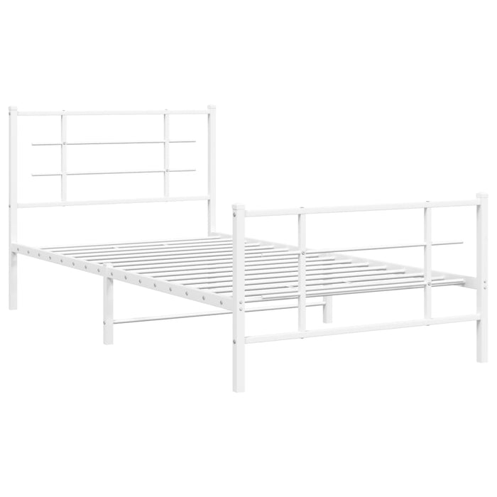 Cadru de pat metalic cu tăblie de cap/picioare, alb, 107x203 cm - WALTI WALTI
