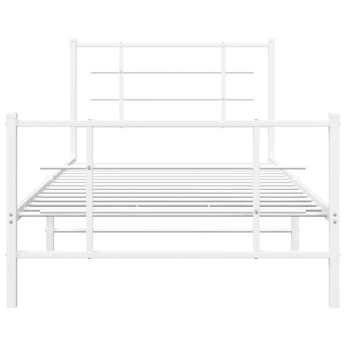 Cadru de pat metalic cu tăblie de cap/picioare, alb, 107x203 cm - WALTI WALTI