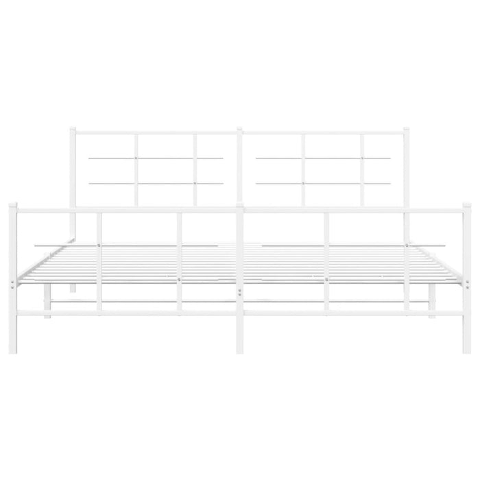 Cadru de pat metalic cu tăblie de cap/picioare, alb, 183x213 cm - WALTI WALTI