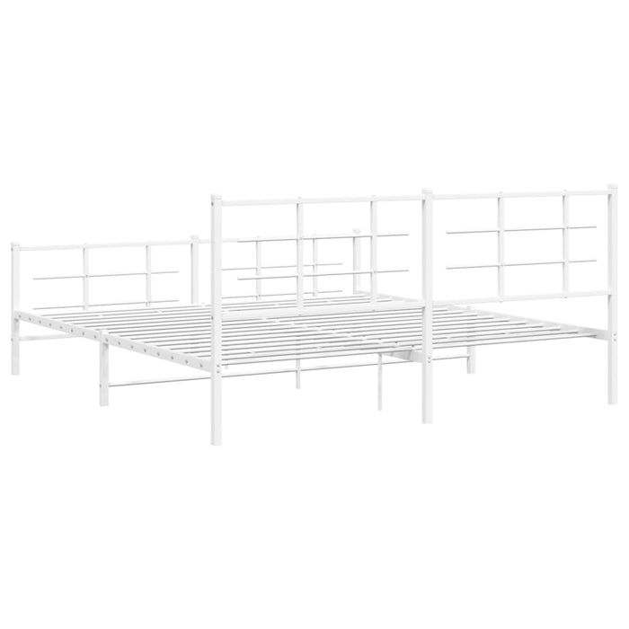 Cadru de pat metalic cu tăblie de cap/picioare, alb, 183x213 cm - WALTI WALTI