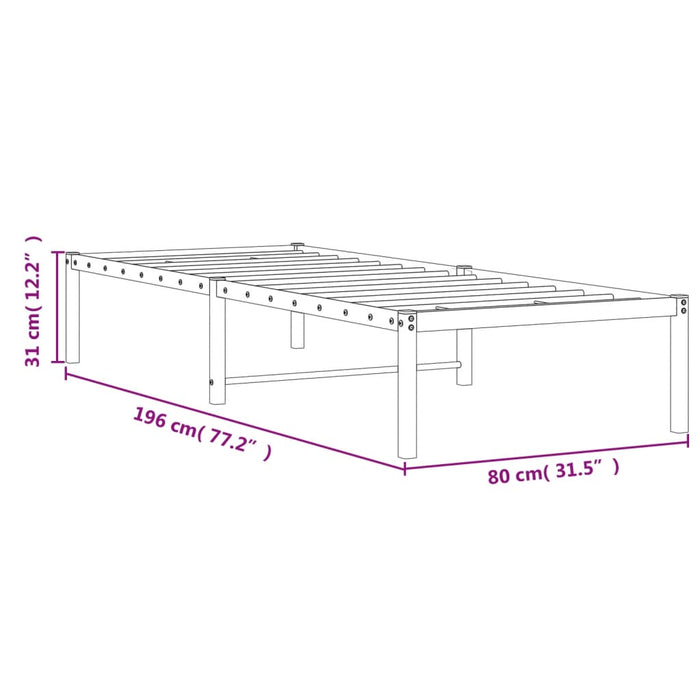 Cadru pat metalic, alb, 75x190 cm - WALTI WALTI