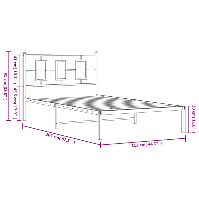 Cadru de pat din metal cu tăblie, negru, 107x203 cm - WALTI WALTI