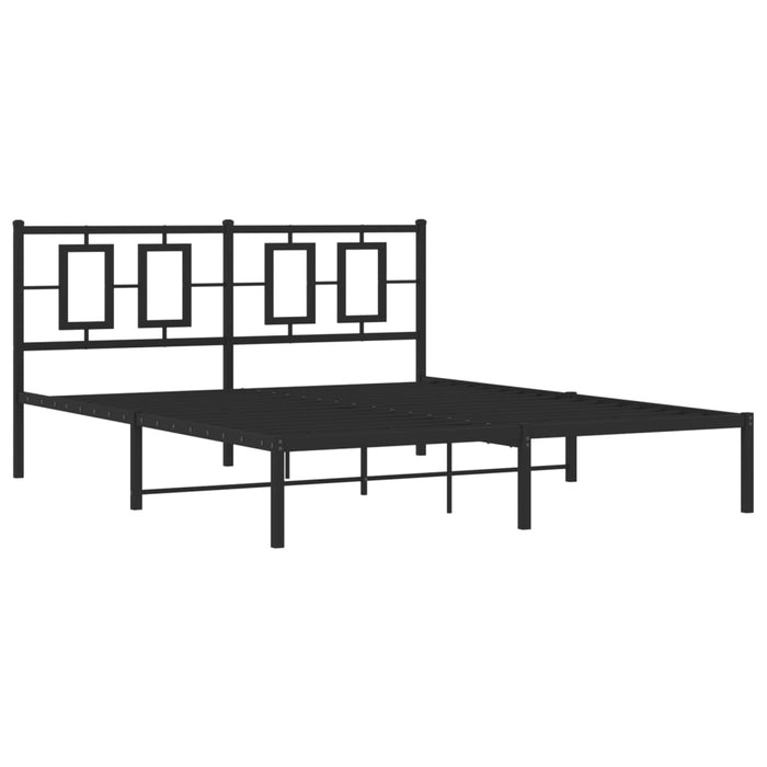 Cadru de pat metalic cu tăblie, negru, 150x200 cm WALTI
