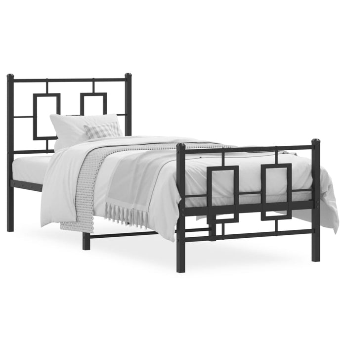 Cadru pat metalic cu tăblii de cap/picioare, negru, 75x190 cm - WALTI WALTI