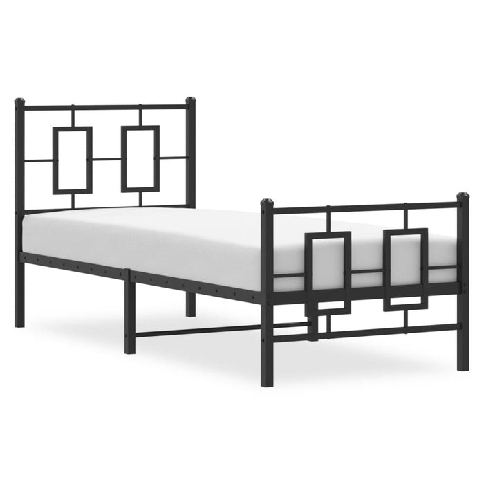 Cadru pat metalic cu tăblii de cap/picioare, negru, 75x190 cm - WALTI WALTI