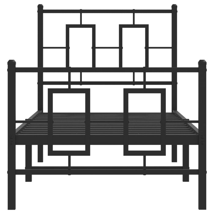 Cadru pat metalic cu tăblii de cap/picioare, negru, 75x190 cm - WALTI WALTI
