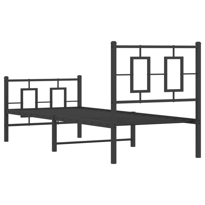 Cadru pat metalic cu tăblii de cap/picioare, negru, 75x190 cm - WALTI WALTI