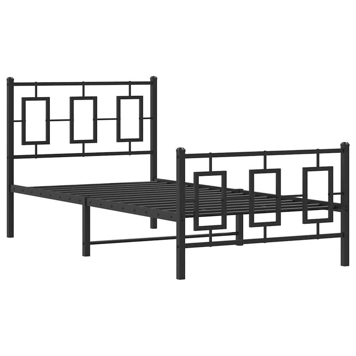 Cadru pat metalic cu tăblii de cap/picioare, negru, 90x200 cm - WALTI WALTI