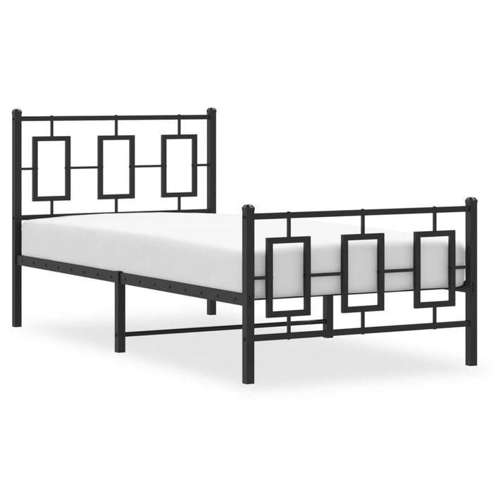 Cadru pat metalic cu tăblii de cap/picioare, negru, 90x200 cm - WALTI WALTI