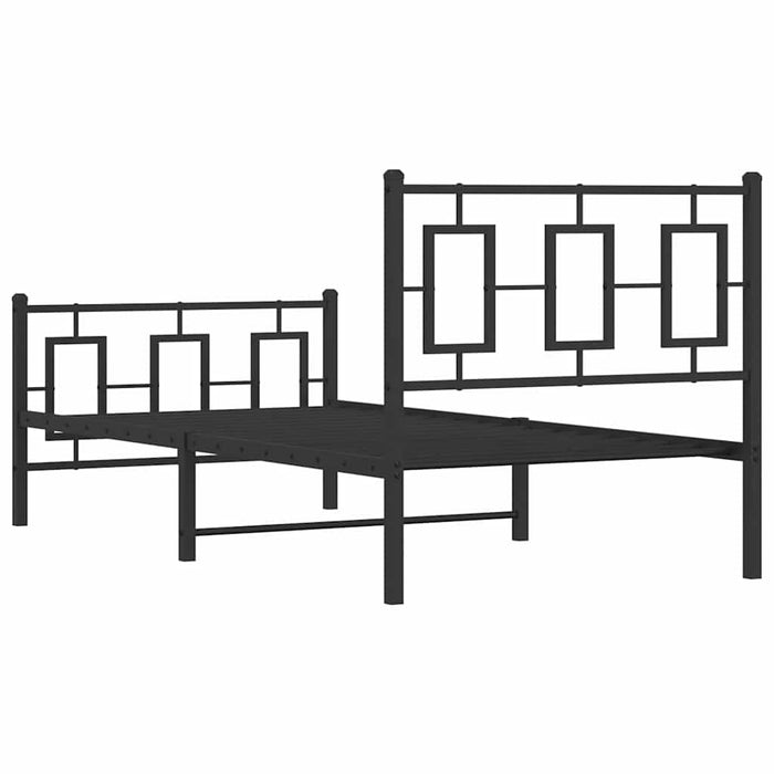Cadru pat metalic cu tăblii de cap/picioare, negru, 90x200 cm - WALTI WALTI