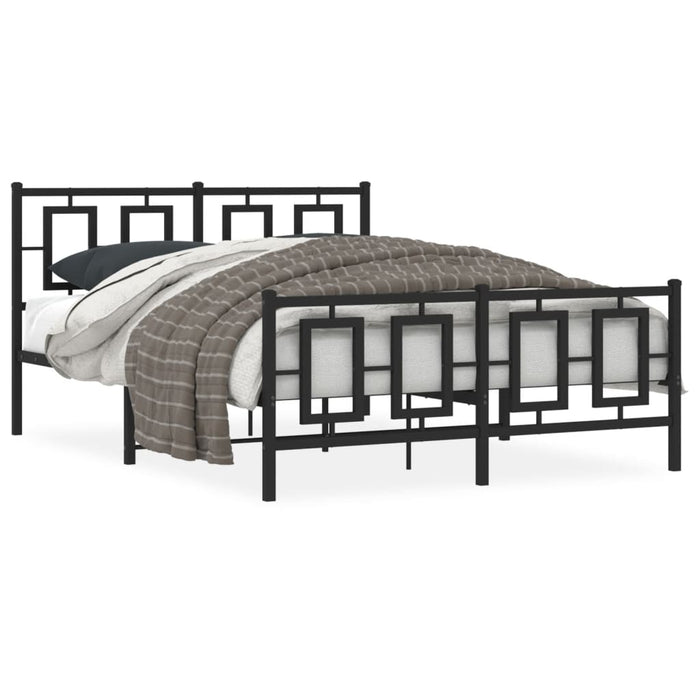 Cadru pat metalic cu tăblie de cap/picioare, negru, 135x190 cm - WALTI WALTI