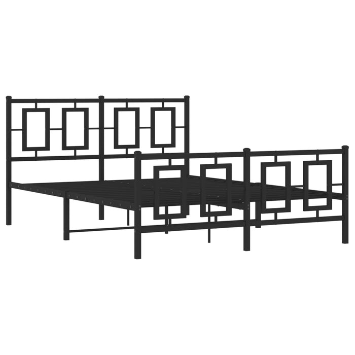Cadru pat metalic cu tăblie de cap/picioare, negru, 135x190 cm - WALTI WALTI