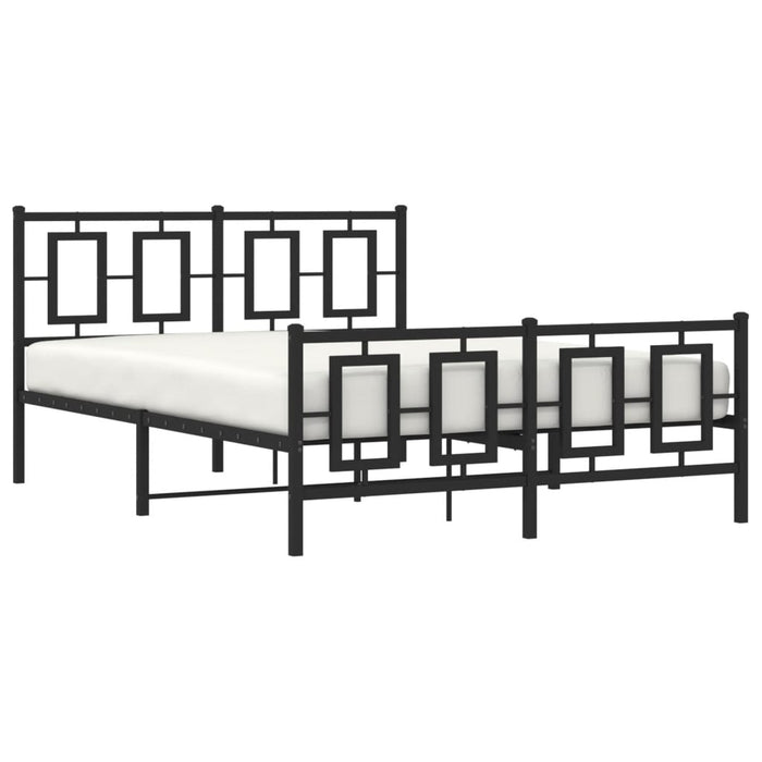 Cadru pat metalic cu tăblie de cap/picioare, negru, 135x190 cm - WALTI WALTI