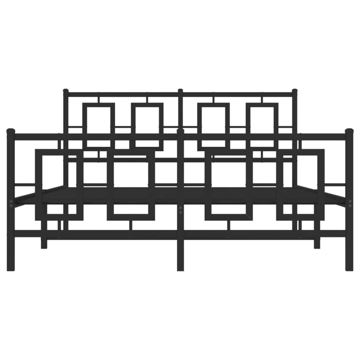 Cadru pat metalic cu tăblie de cap/picioare, negru, 135x190 cm - WALTI WALTI