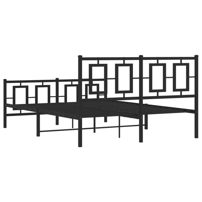Cadru pat metalic cu tăblie de cap/picioare, negru, 135x190 cm - WALTI WALTI