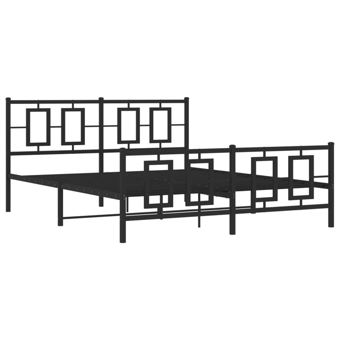 Cadru pat metalic cu tăblie de cap/picioare, negru, 150x200 cm WALTI