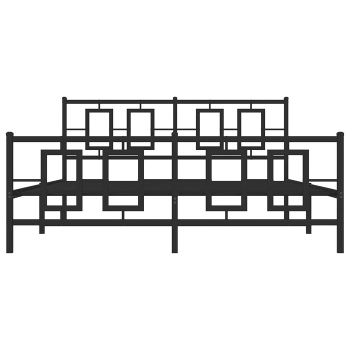 Cadru pat metalic cu tăblie de cap/picioare, negru, 150x200 cm WALTI