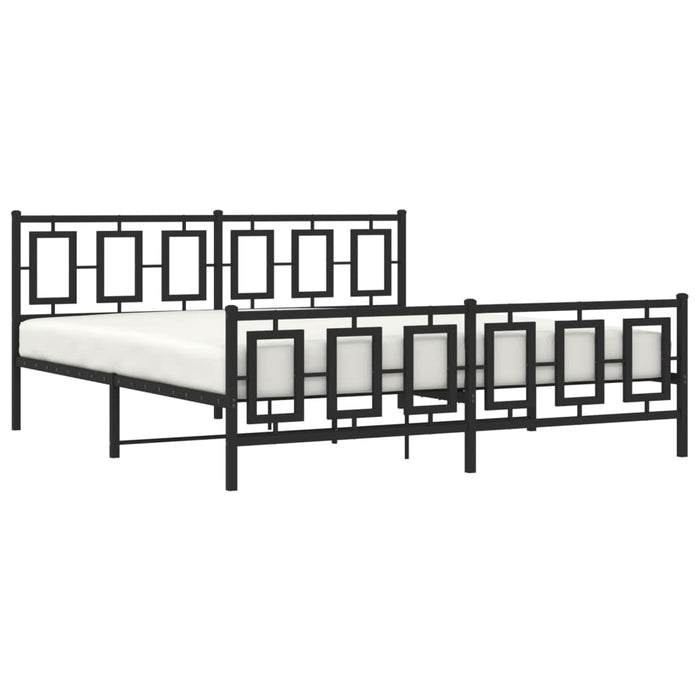 Cadru pat metalic cu tăblii de cap/picioare, negru, 183x213 cm - WALTI WALTI