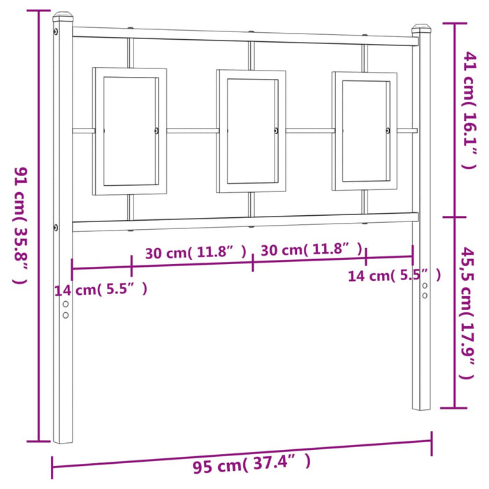 Tăblie de pat metalică, negru, 90 cm - WALTI WALTI