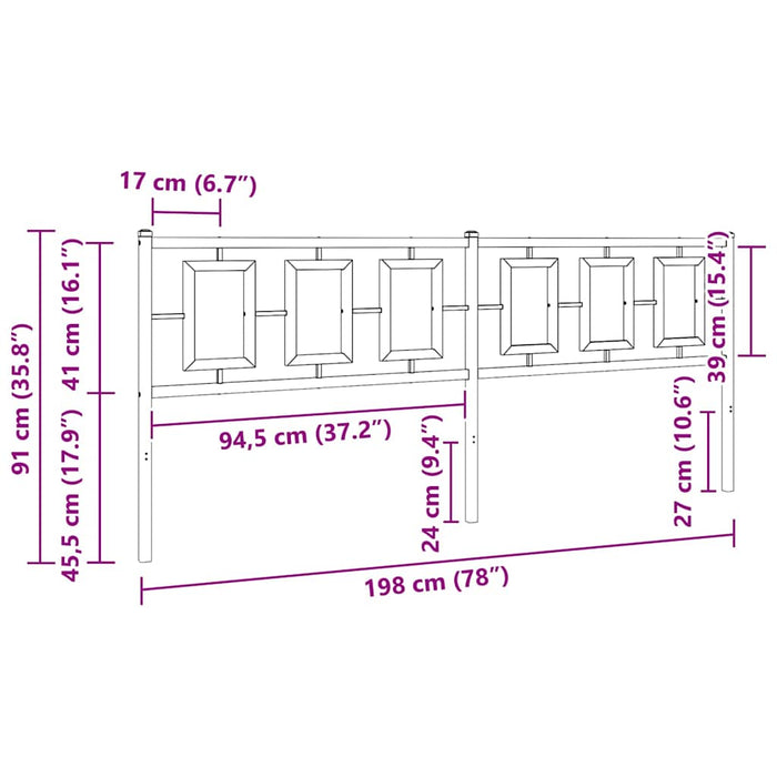 Tăblie de pat de schimb metalică, negru, 193 cm WALTI