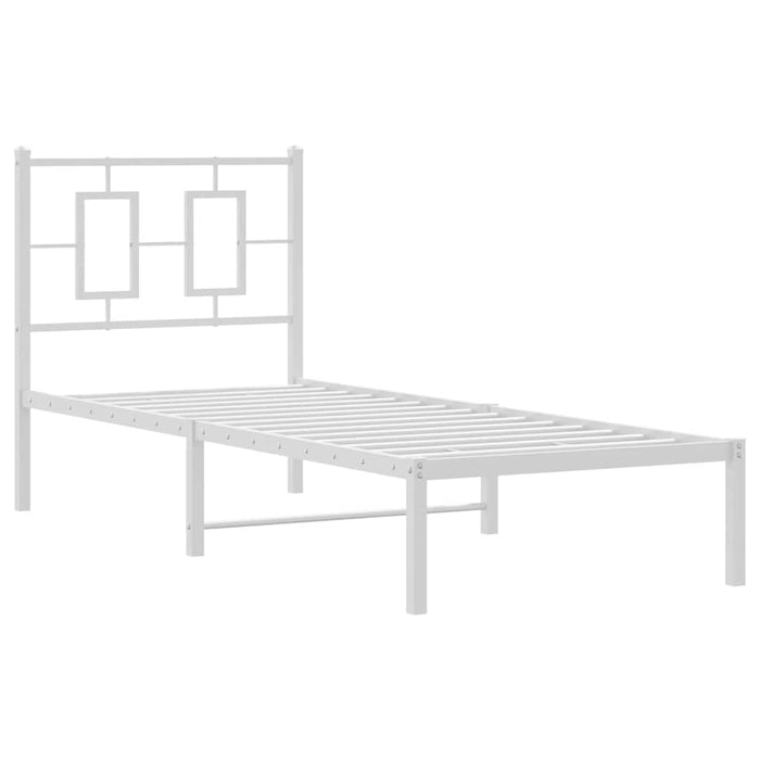 Cadru de pat metalic fără saltea, cu tăblie, alb, 75x190 cm - WALTI WALTI
