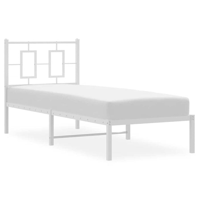 Cadru de pat metalic fără saltea, cu tăblie, alb, 75x190 cm - WALTI WALTI