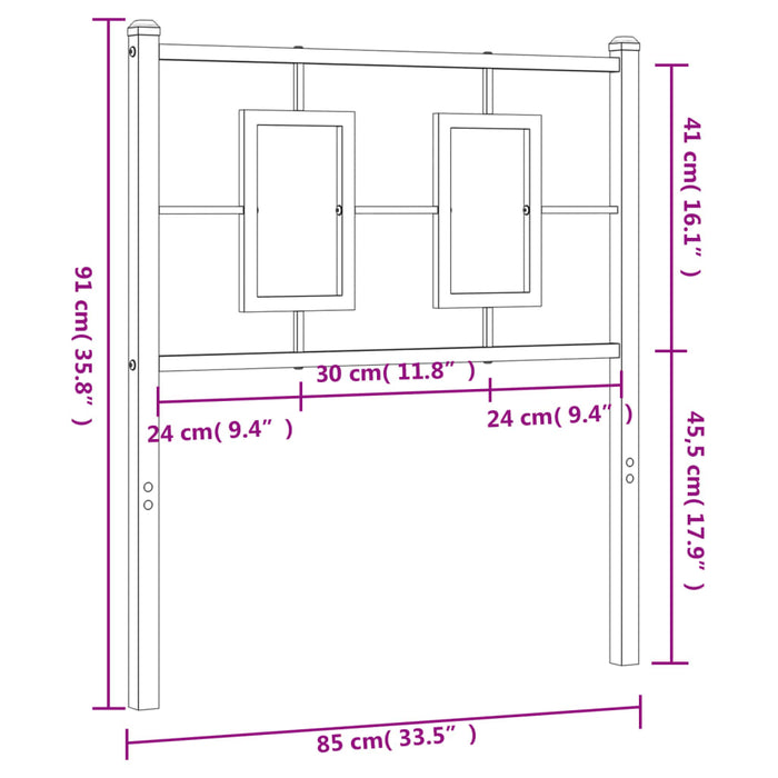 Tăblie de pat metalică, alb, 80 cm - WALTI WALTI