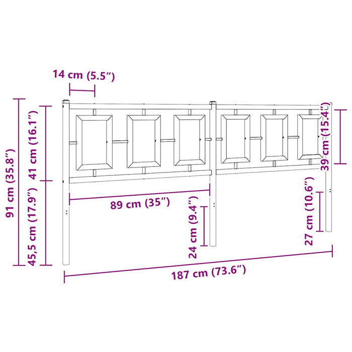 Tăblie de pat de schimb metalică, alb, 180 cm WALTI