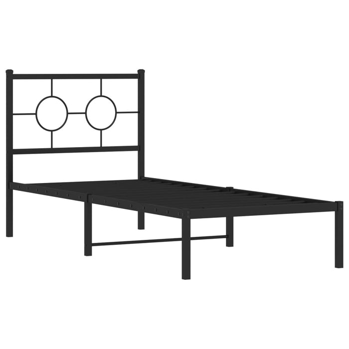 Cadru de pat metalic cu tăblie, negru, 80x200 cm WALTI
