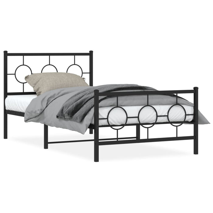 Cadru pat metalic cu tăblii de cap/picioare, negru, 100x190 cm - WALTI WALTI