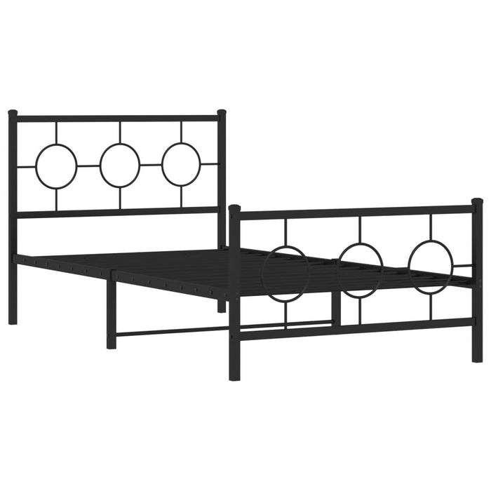 Cadru pat metalic cu tăblii de cap/picioare, negru, 100x190 cm - WALTI WALTI