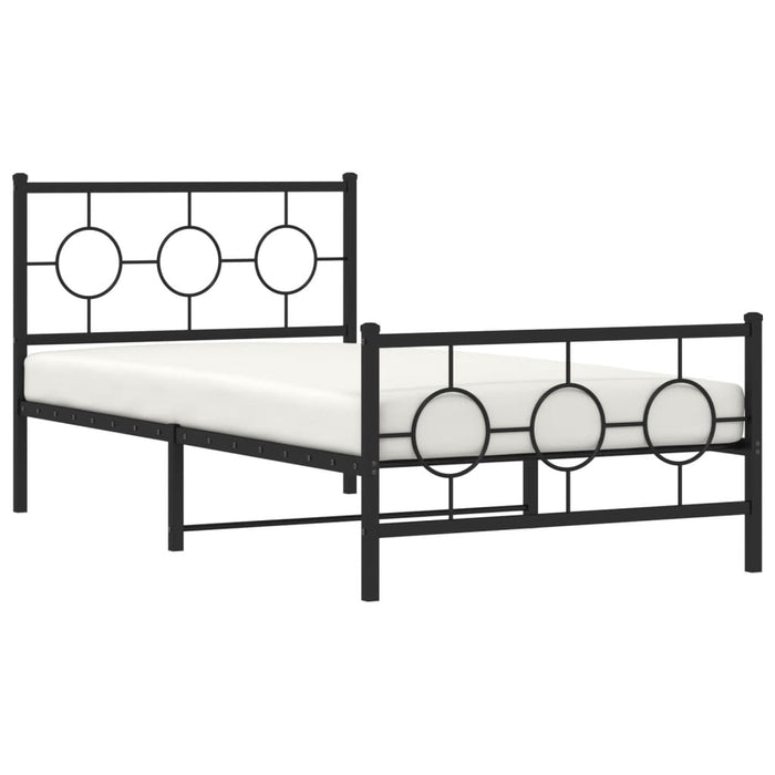 Cadru pat metalic cu tăblii de cap/picioare, negru, 100x190 cm - WALTI WALTI