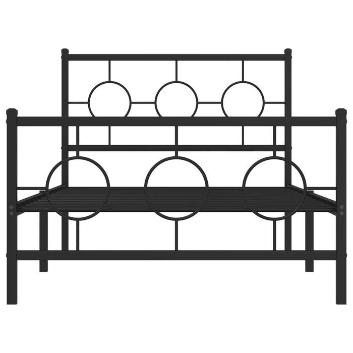 Cadru pat metalic cu tăblii de cap/picioare, negru, 100x190 cm - WALTI WALTI