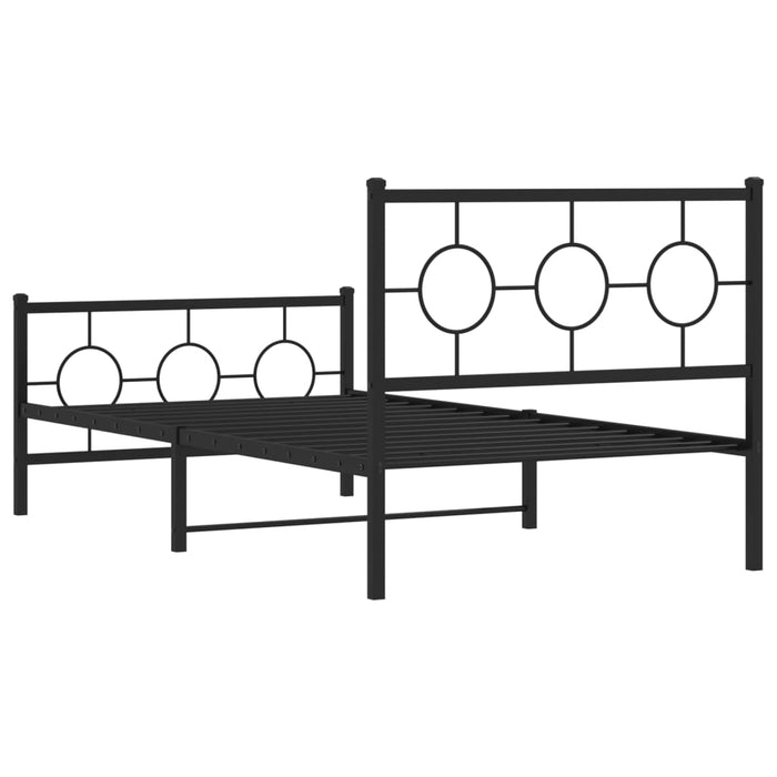 Cadru pat metalic cu tăblii de cap/picioare, negru, 100x190 cm - WALTI WALTI